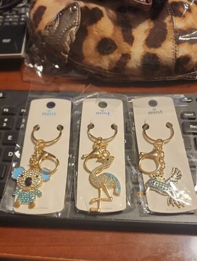 Mint Crystal Animal Keychain Bagcharm - 3 Piece Assorted Set